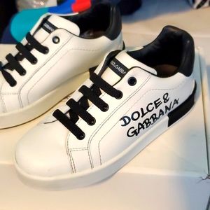 DOLCE & GABBANAWhite & Black Logo Trainers
